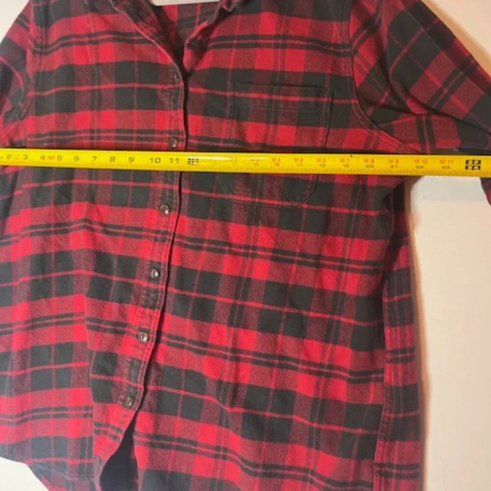 L.L. Bean Men's‎ Red Black Plaid Flannel 100% Organic Cotton Button Shirt Sz XL